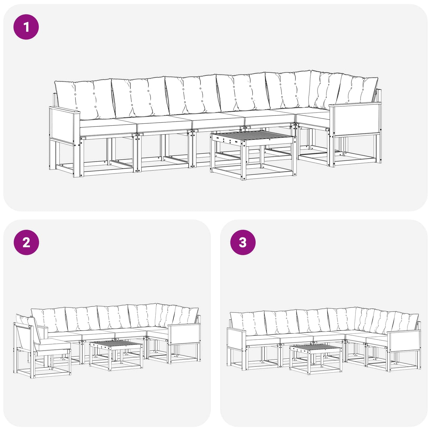 vidaXL Σειρά Καναπέ Εξωτερικού 7 pcs Φυσικό και Ανοιχτό Γκρι