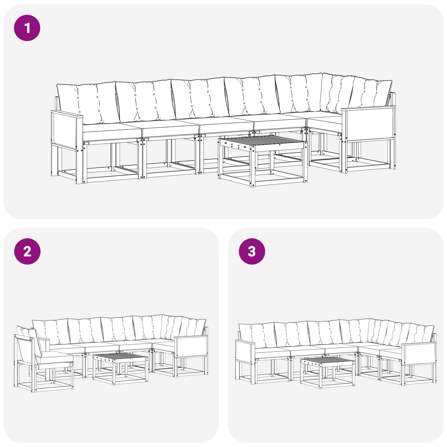 vidaXL Σειρά Καναπέ Εξωτερικού 7 pcs Φυσικό και Ανοιχτό Γκρι