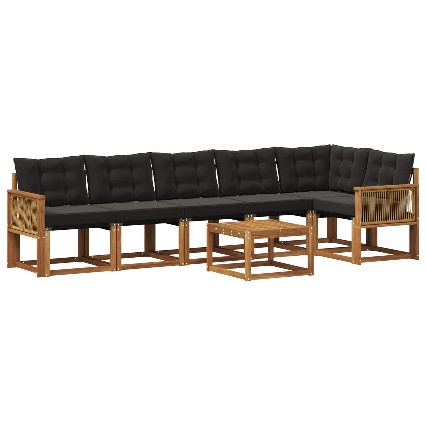 vidaXL Σειρά Καναπέ Εξωτερικού με μαξιλάρι 7 pcs Φυσικό και Μαύρο