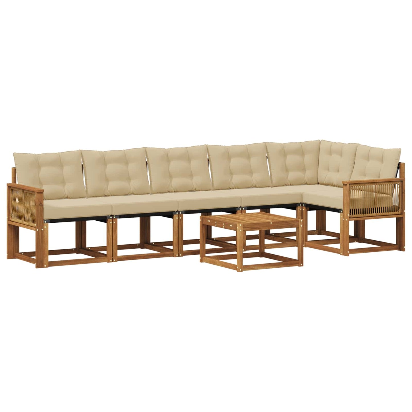 vidaXL Σειρά Καναπέ Εξωτερικού με μαξιλάρι 7 pcs Φυσικό και Μπεζ