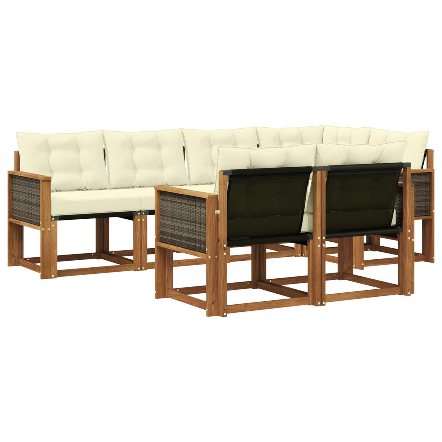 vidaXL Σειρά Καναπέ Εξωτερικού με μαξιλάρι 7 pcs Φυσικό και Κρέμα