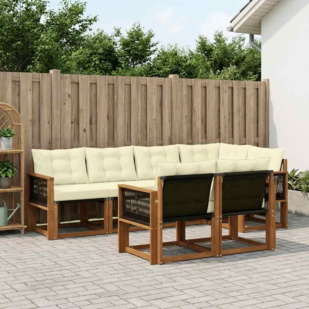 vidaXL Σειρά Καναπέ Εξωτερικού με μαξιλάρι 7 pcs Φυσικό και Κρέμα