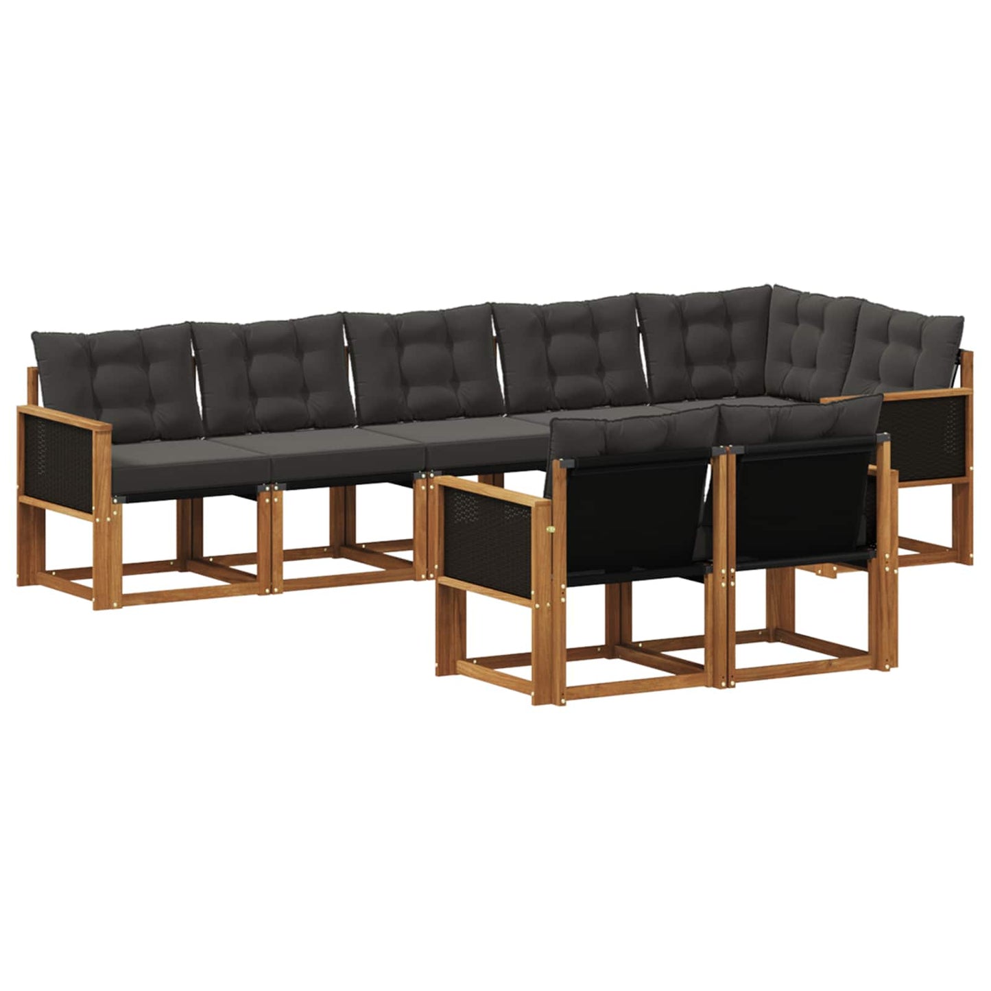 vidaXL Σειρά Καναπέ Εξωτερικού με μαξιλάρι 8 pcs Φυσικό και Μαύρο