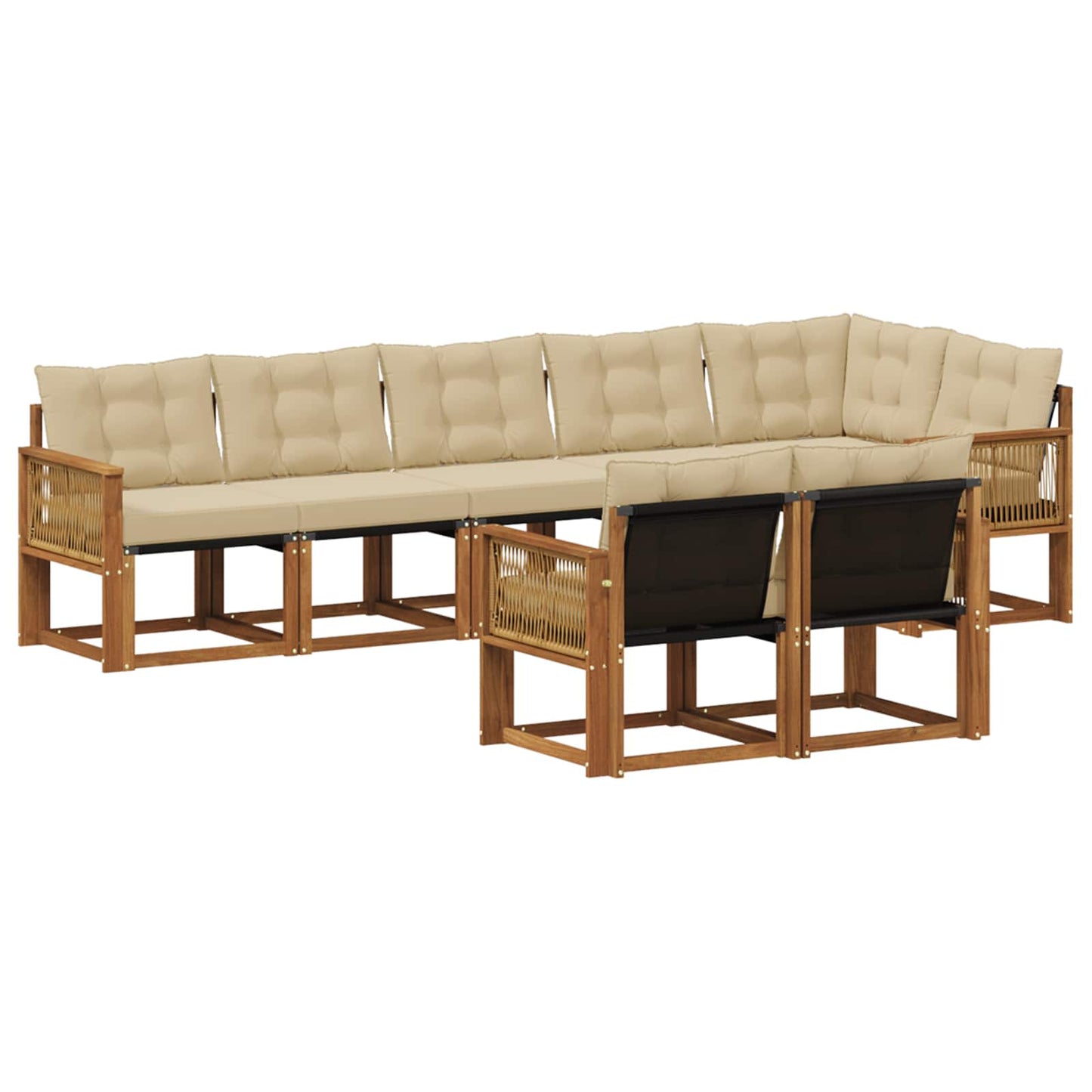vidaXL Σειρά Καναπέ Εξωτερικού με μαξιλάρι 8 pcs Φυσικό και Μπεζ