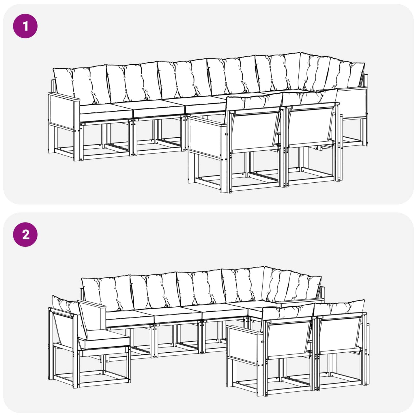 vidaXL Σειρά Καναπέ Εξωτερικού με μαξιλάρι 8 pcs Φυσικό και Μπεζ