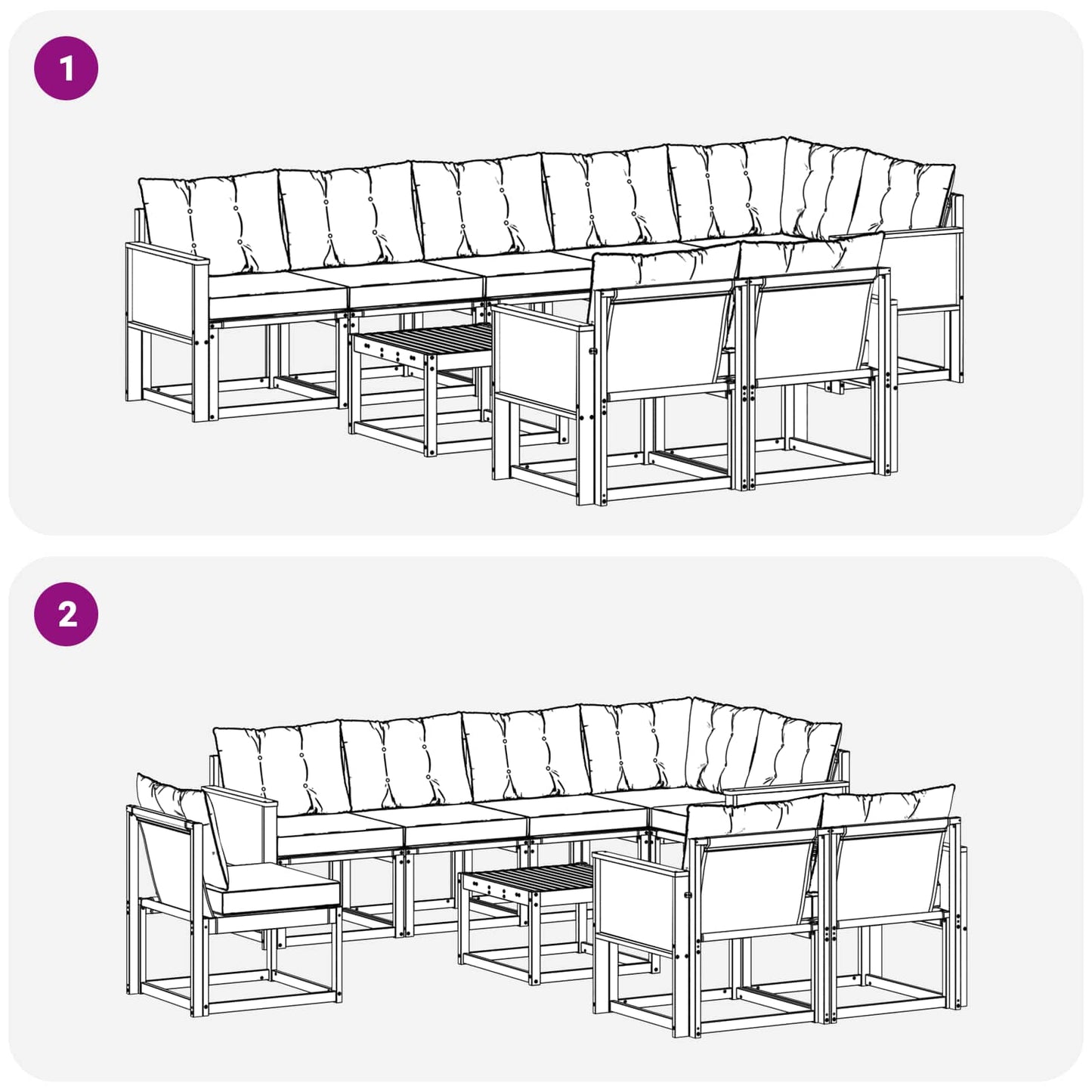 vidaXL Σειρά Καναπέ Εξωτερικού 9 pcs Φυσικό και Ανοιχτό Γκρι