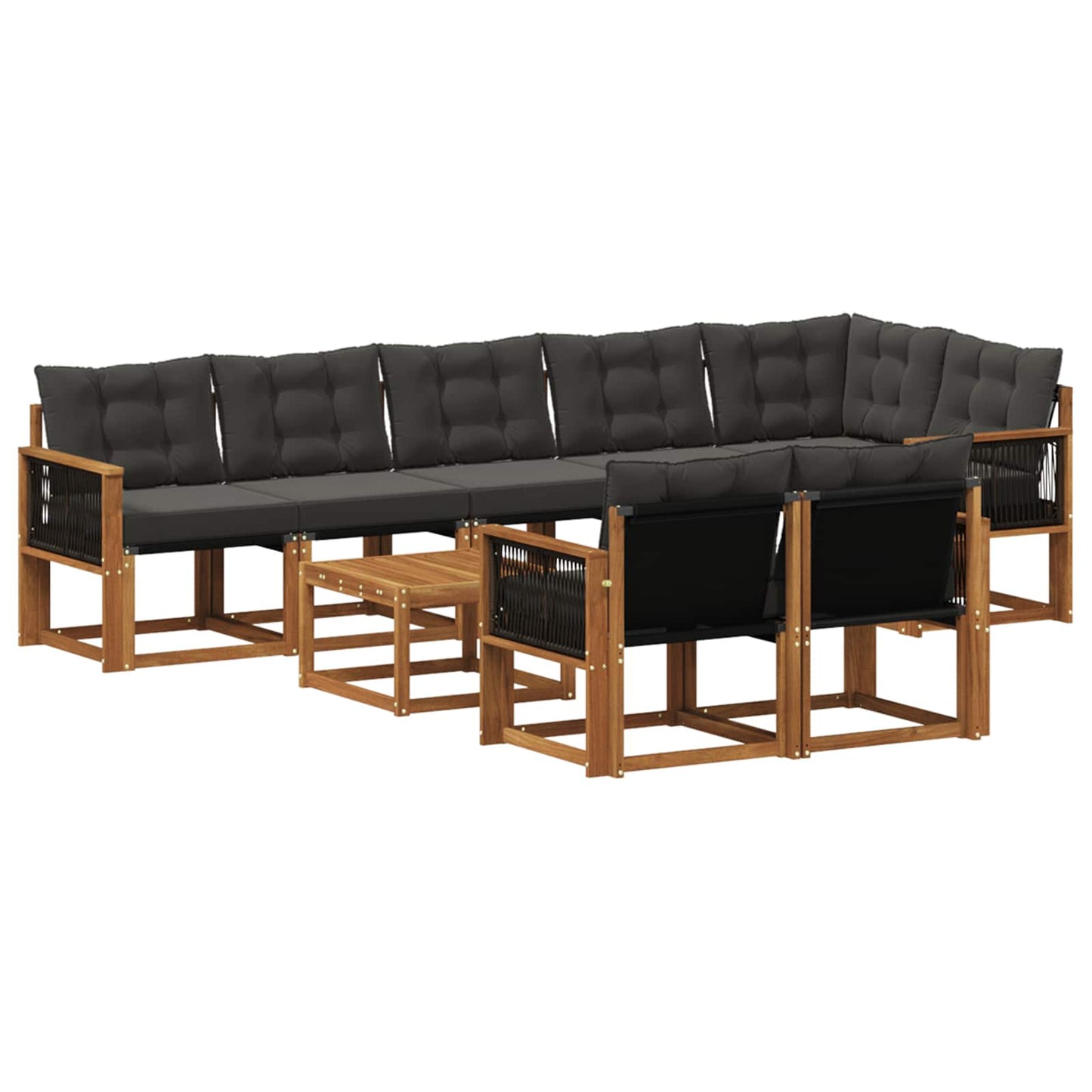 vidaXL Σειρά Καναπέ Εξωτερικού με μαξιλάρι 9 pcs Φυσικό και Μαύρο