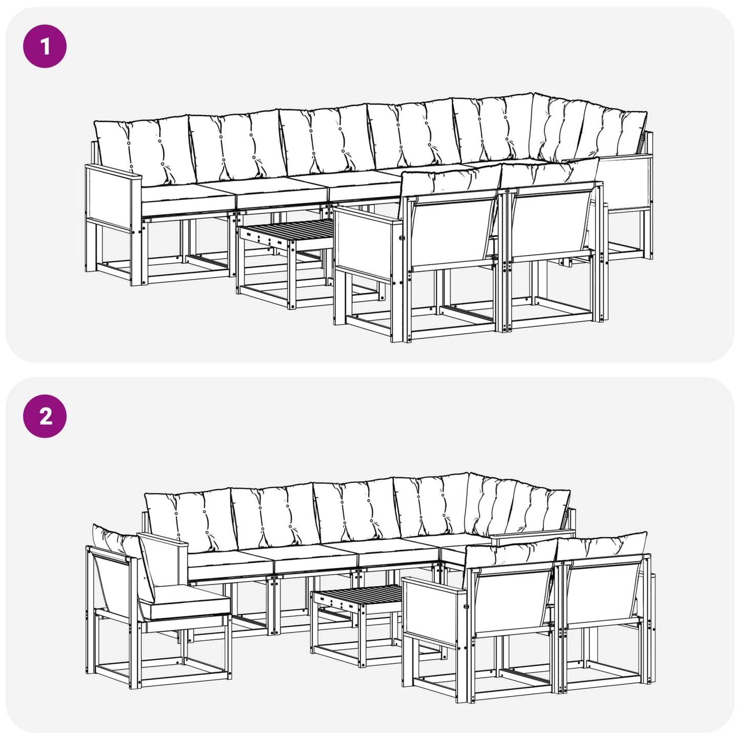 vidaXL Σειρά Καναπέ Εξωτερικού με μαξιλάρι 9 pcs Φυσικό και Κρέμα