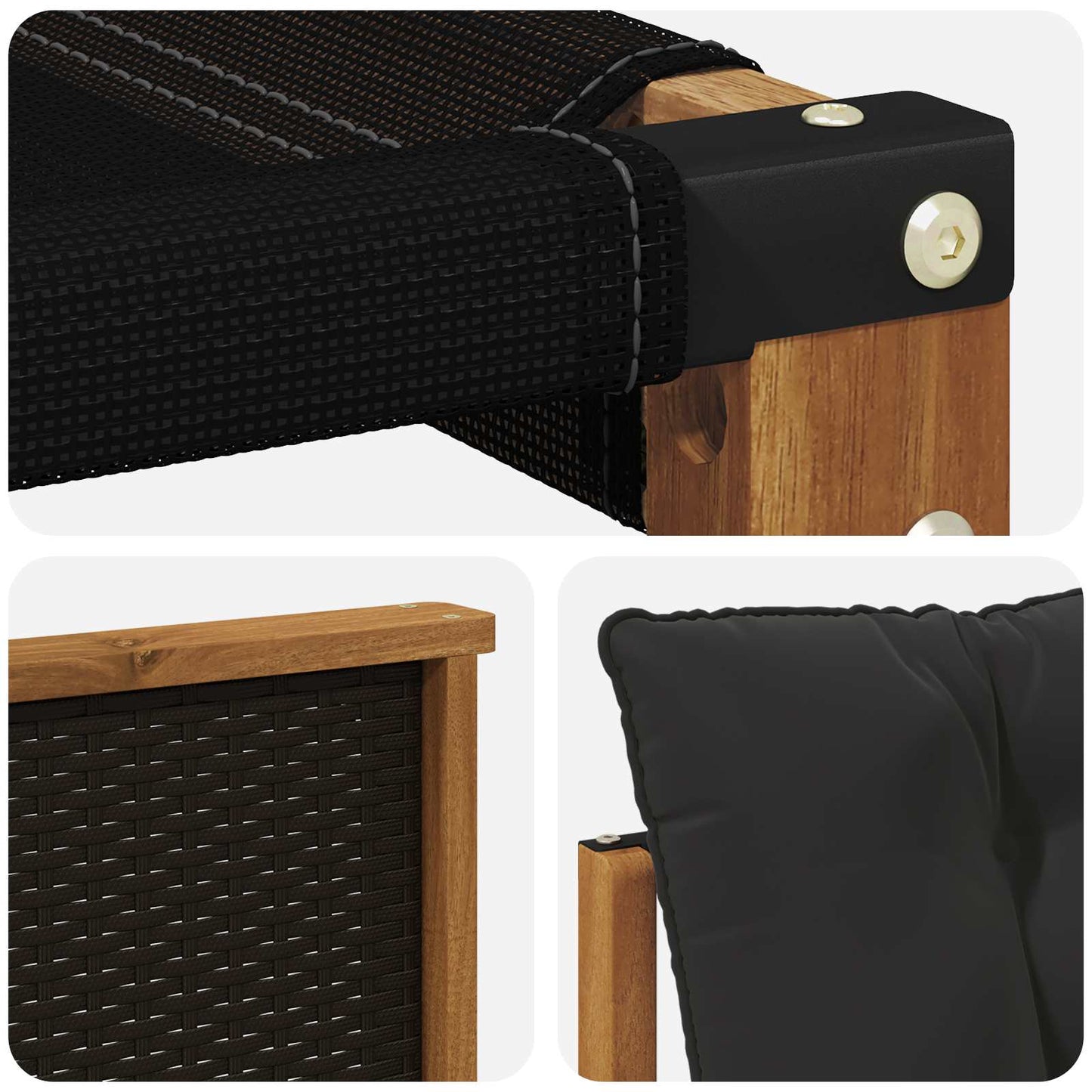 vidaXL Σειρά Καναπέ Εξωτερικού με μαξιλάρι 6 pcs Φυσικό και Μαύρο