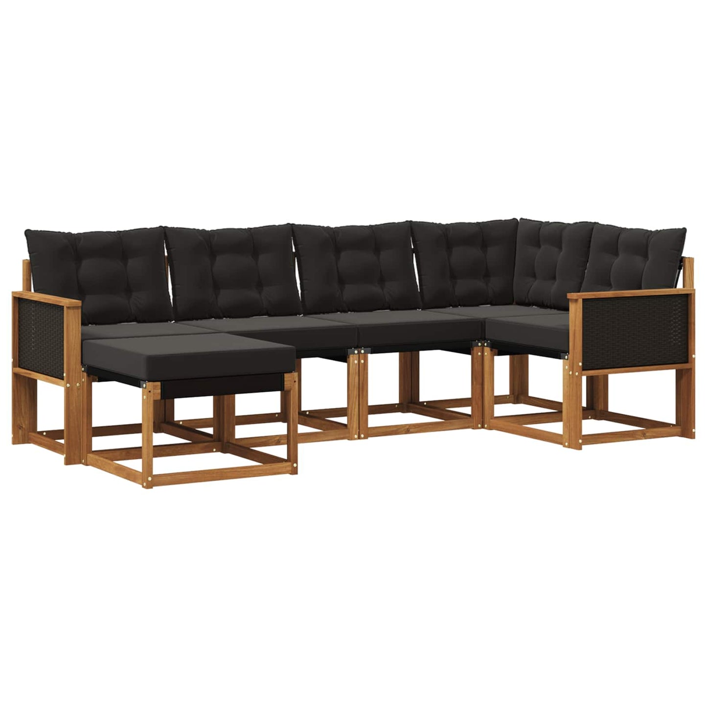 vidaXL Σειρά Καναπέ Εξωτερικού με μαξιλάρι 6 pcs Φυσικό και Μαύρο