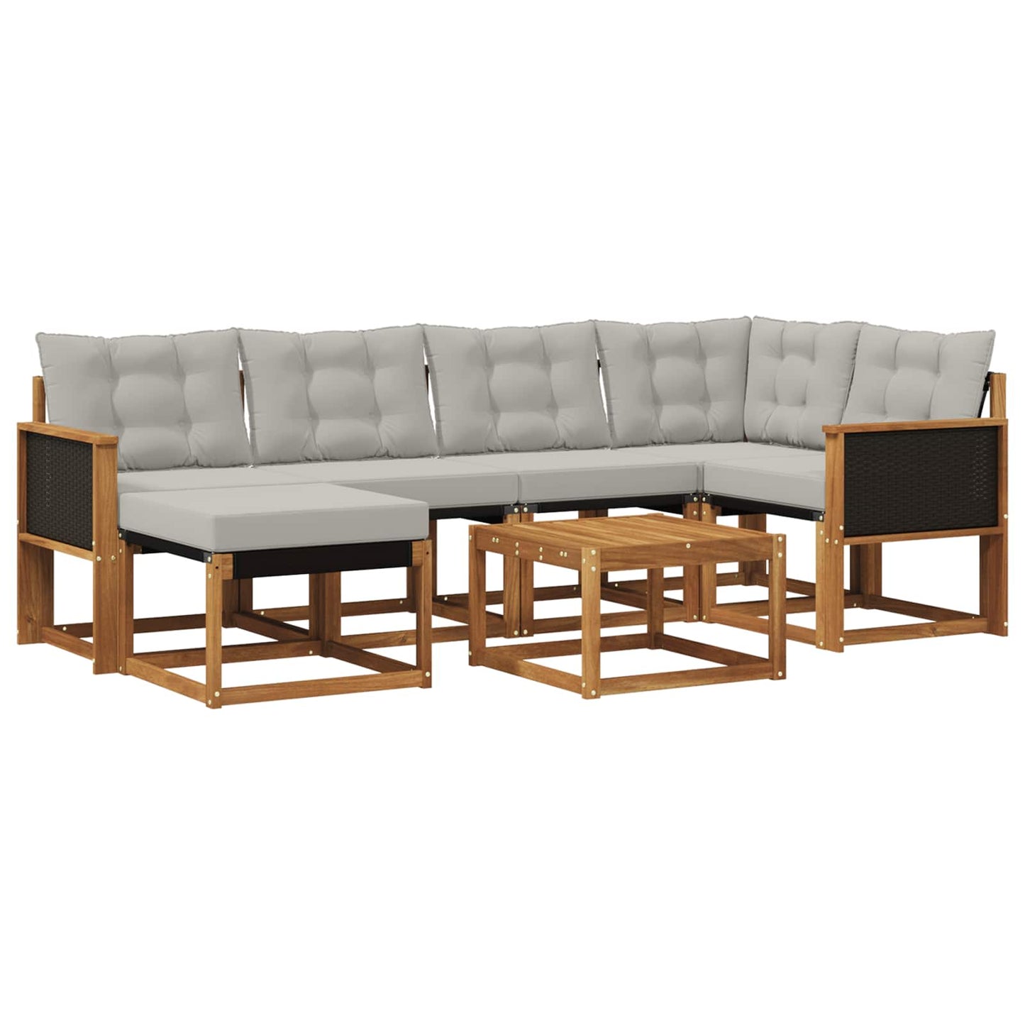 vidaXL Σειρά Καναπέ Εξωτερικού 7 pcs Φυσικό και Ανοιχτό Γκρι