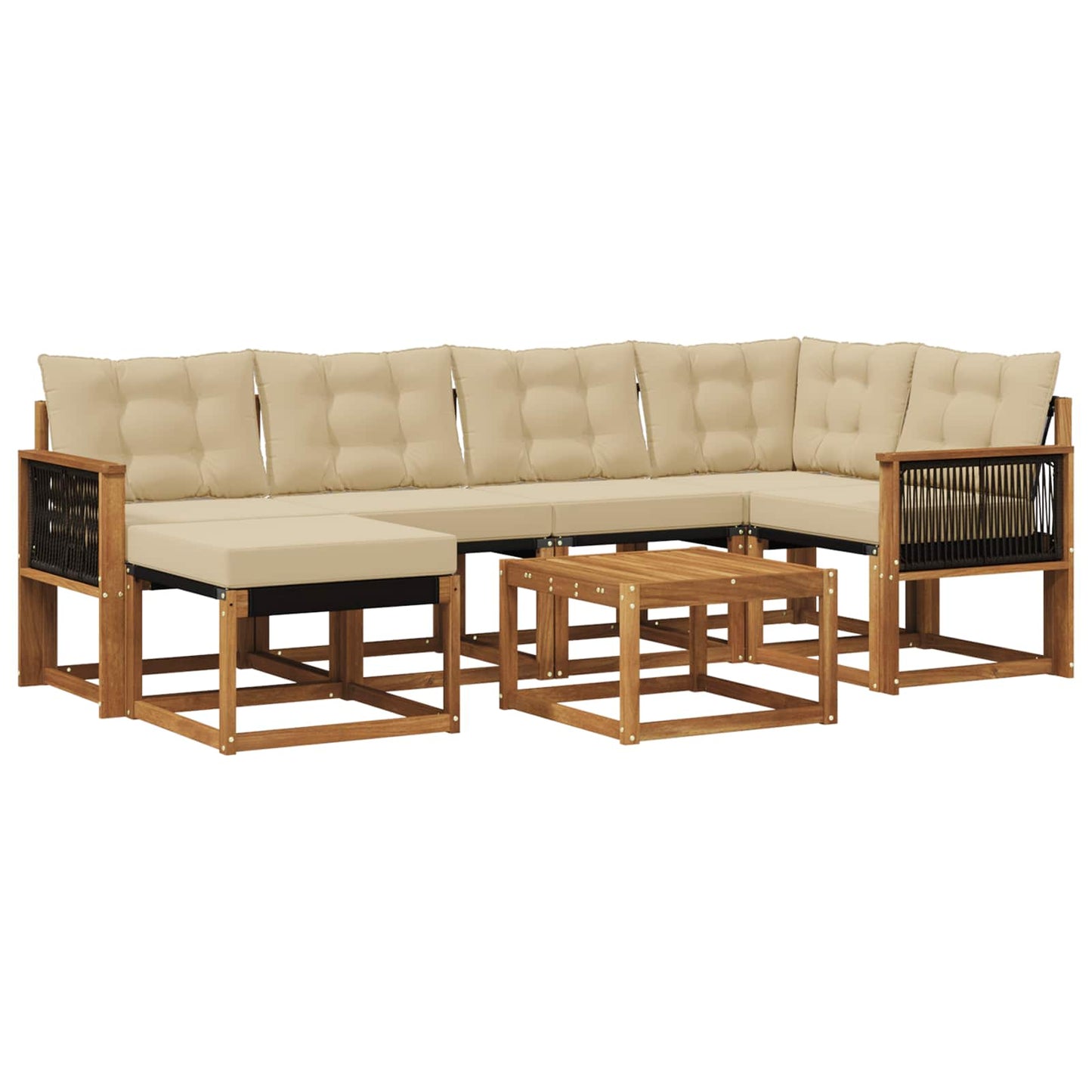 vidaXL Σειρά Καναπέ Εξωτερικού με μαξιλάρι 7 pcs Φυσικό και Μπεζ