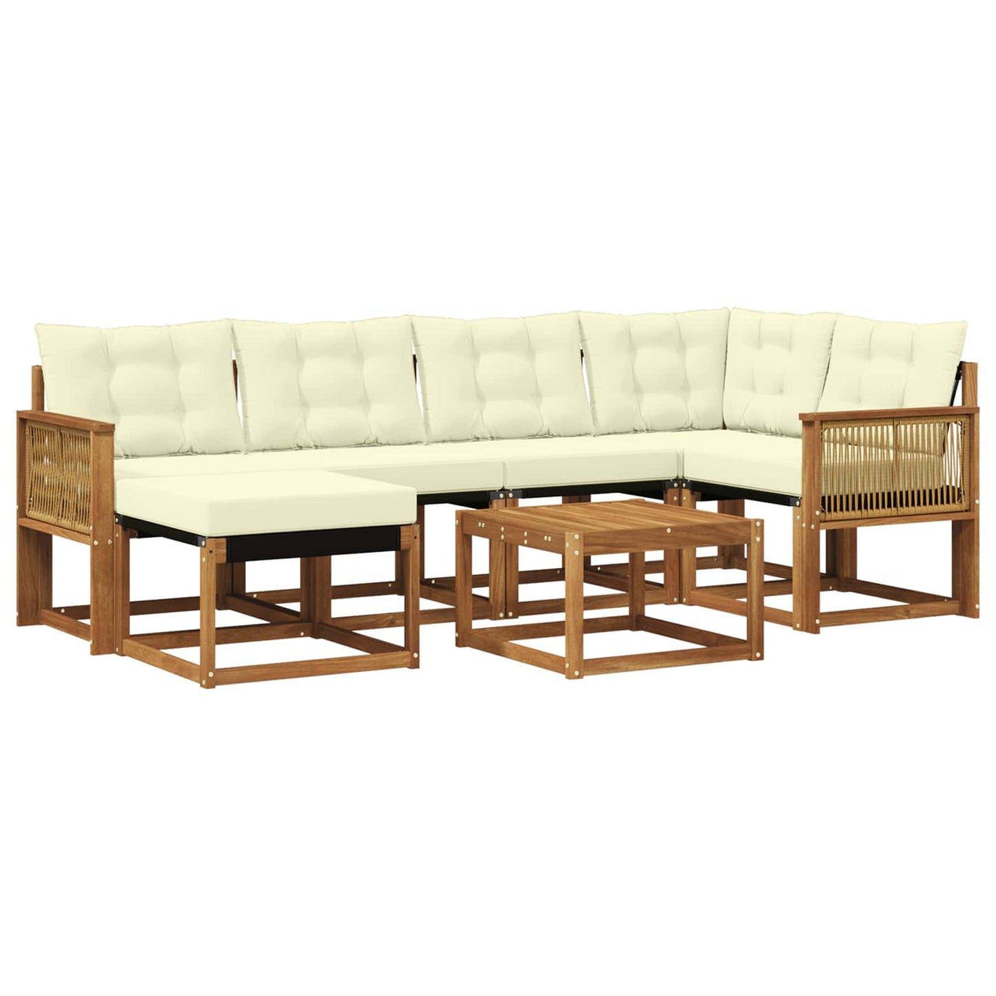vidaXL Σειρά Καναπέ Εξωτερικού με μαξιλάρι 7 pcs Φυσικό και Κρέμα