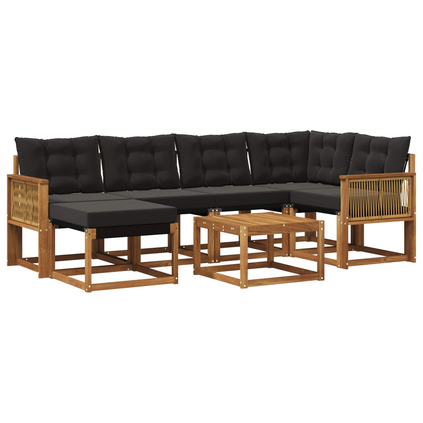 vidaXL Σειρά Καναπέ Εξωτερικού με μαξιλάρι 7 pcs Φυσικό και Μαύρο