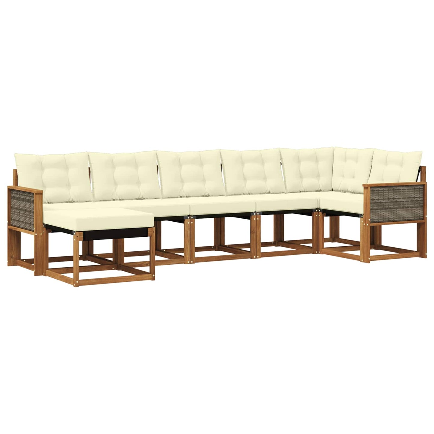 vidaXL Σειρά Καναπέ Εξωτερικού με μαξιλάρι 7 pcs Φυσικό και Κρέμα