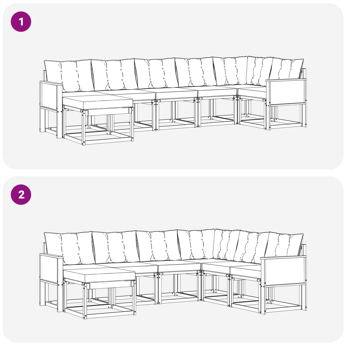 vidaXL Σειρά Καναπέ Εξωτερικού με μαξιλάρι 7 pcs Φυσικό και Κρέμα