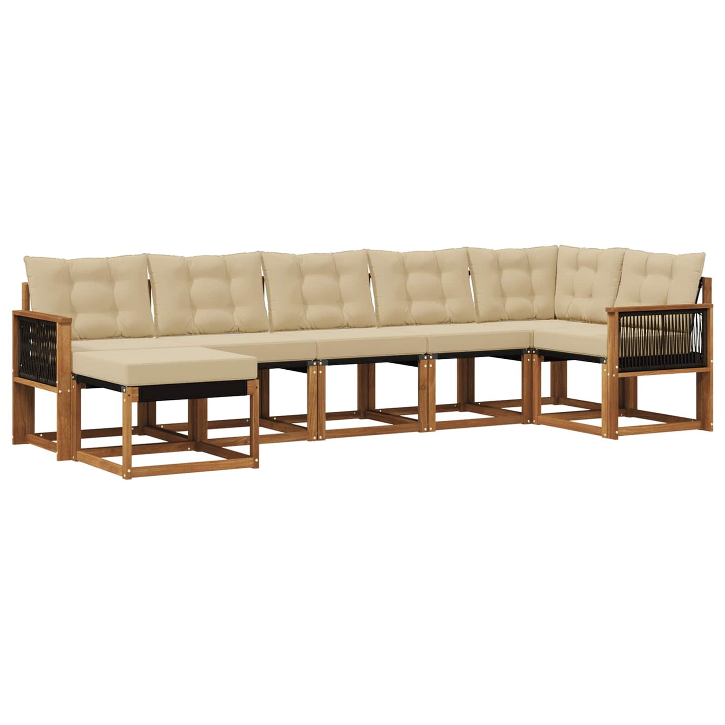 vidaXL Σειρά Καναπέ Εξωτερικού με μαξιλάρι 7 pcs Φυσικό και Μπεζ