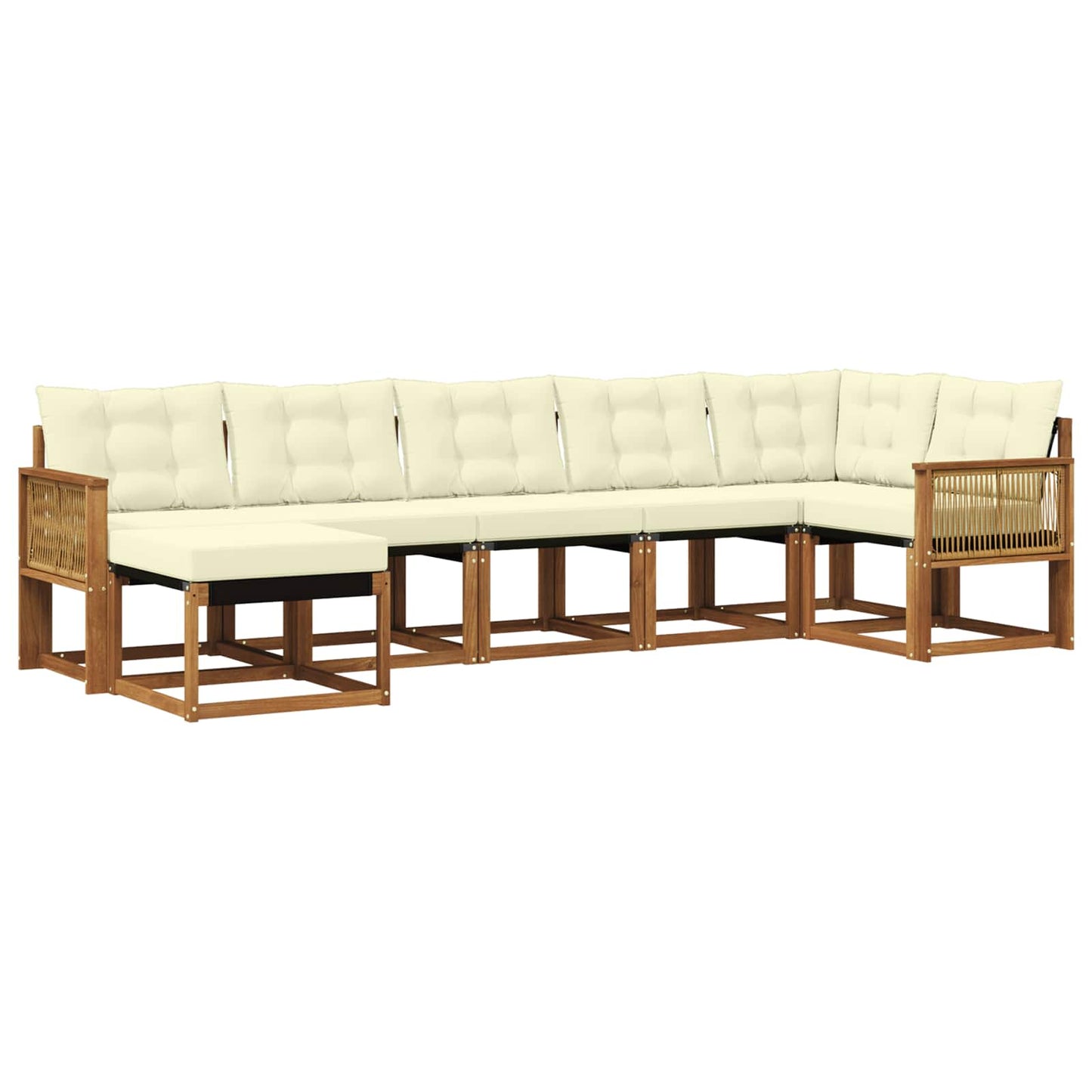 vidaXL Σειρά Καναπέ Εξωτερικού με μαξιλάρι 7 pcs Φυσικό και Κρέμα