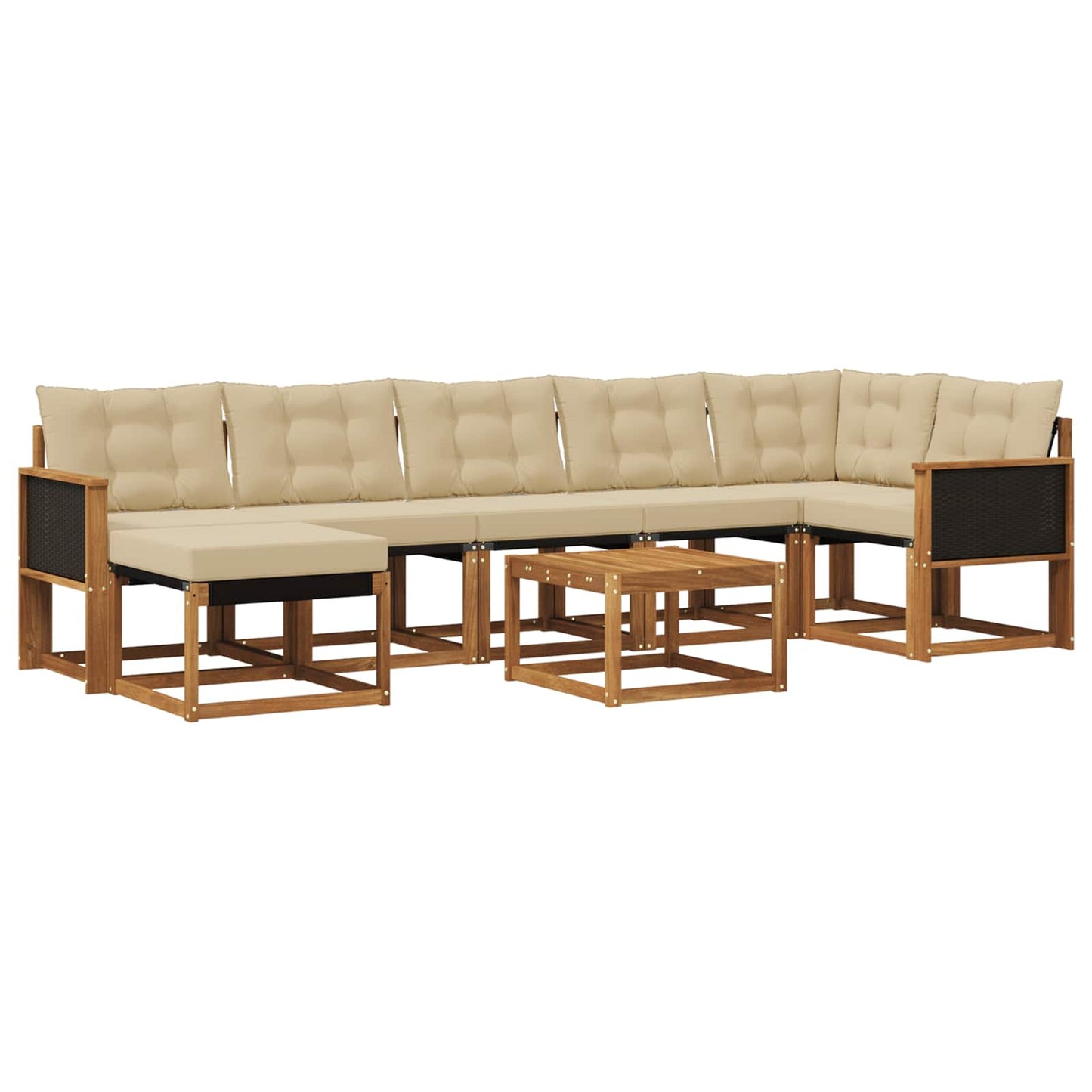 vidaXL Σειρά Καναπέ Εξωτερικού με μαξιλάρι 8 pcs Φυσικό και Μπεζ