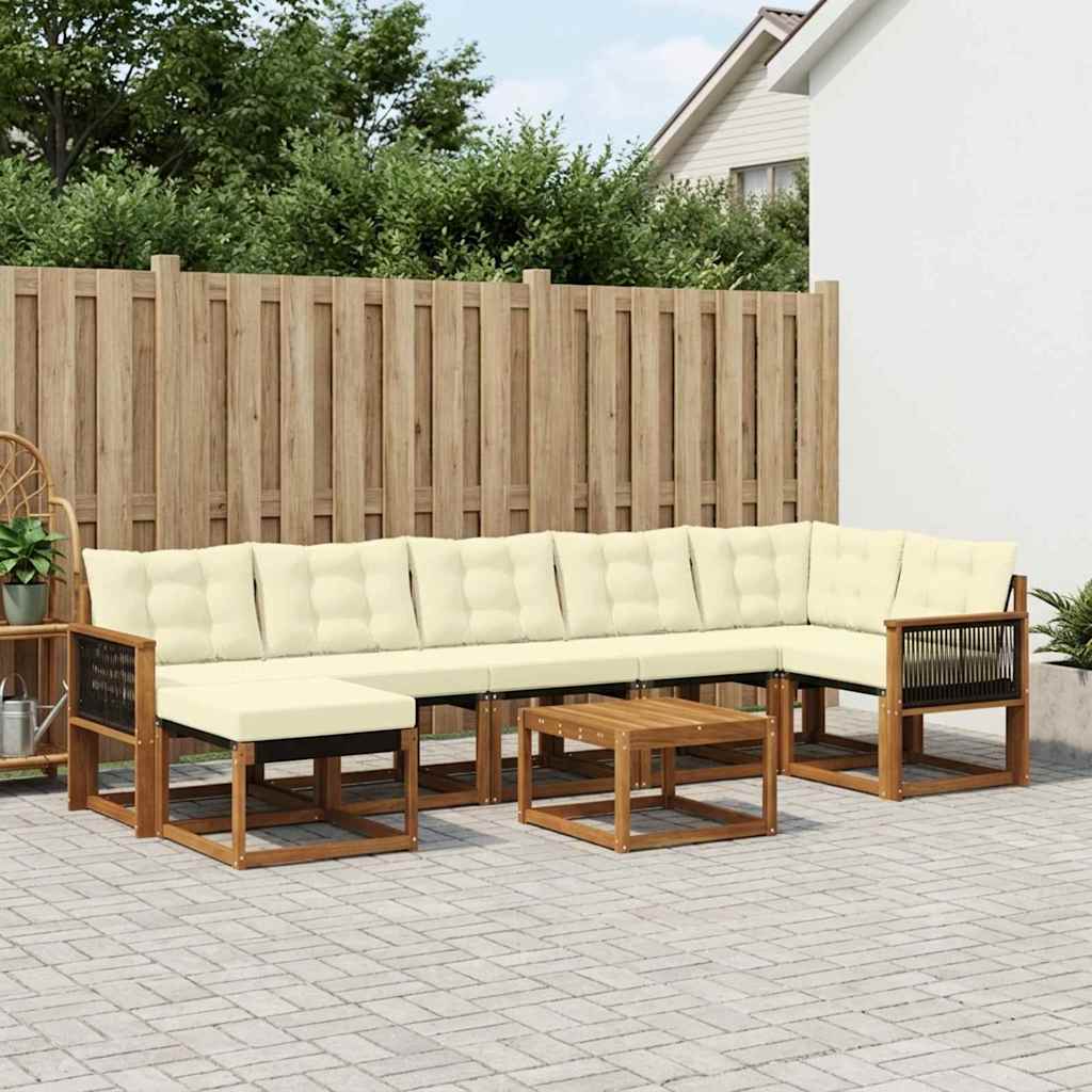 vidaXL Σειρά Καναπέ Εξωτερικού με μαξιλάρι 8 pcs Φυσικό και Κρέμα