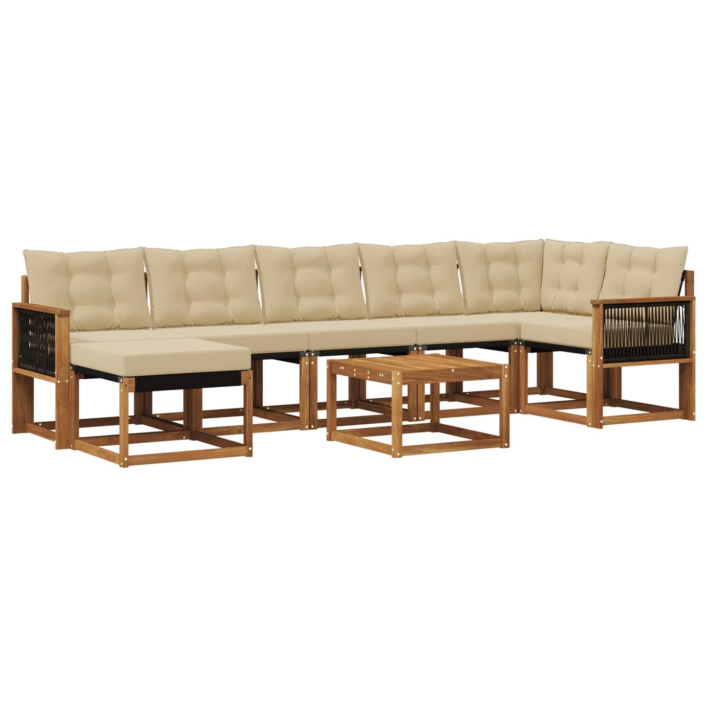 vidaXL Σειρά Καναπέ Εξωτερικού με μαξιλάρι 8 pcs Φυσικό και Μπεζ