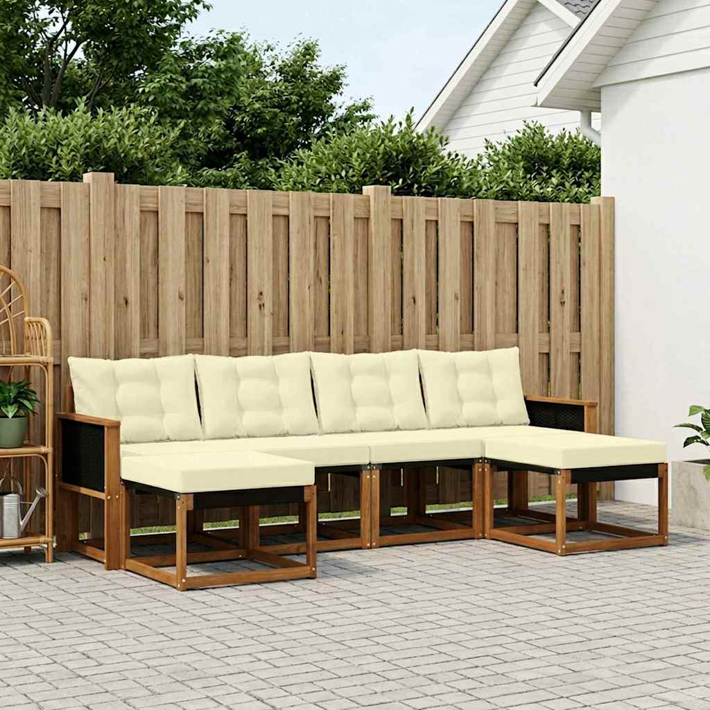 vidaXL Σειρά Καναπέ Εξωτερικού με μαξιλάρι 6 pcs Φυσικό και Κρέμα