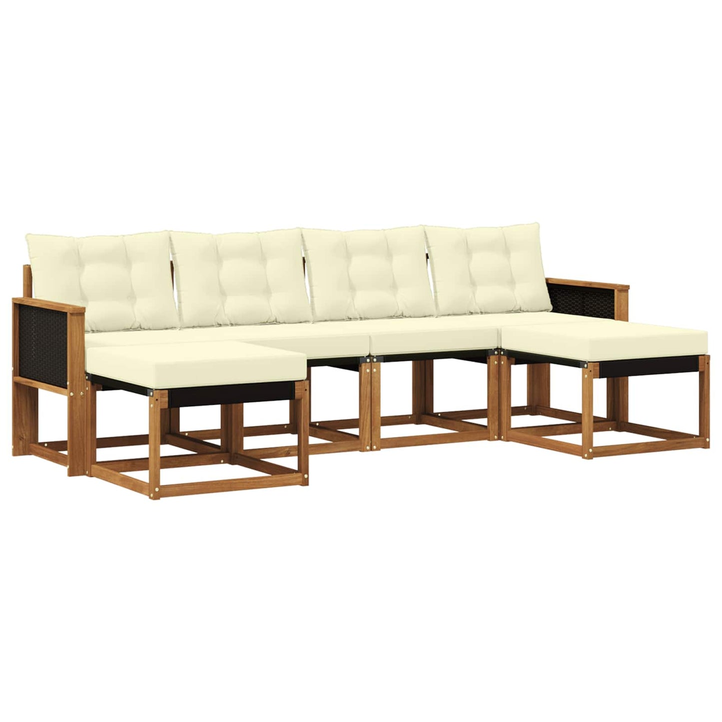 vidaXL Σειρά Καναπέ Εξωτερικού με μαξιλάρι 6 pcs Φυσικό και Κρέμα