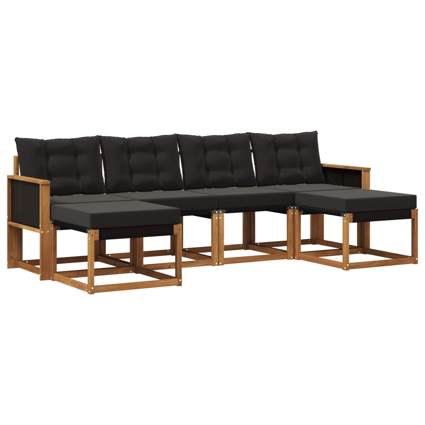 vidaXL Σειρά Καναπέ Εξωτερικού με μαξιλάρι 6 pcs Φυσικό και Μαύρο