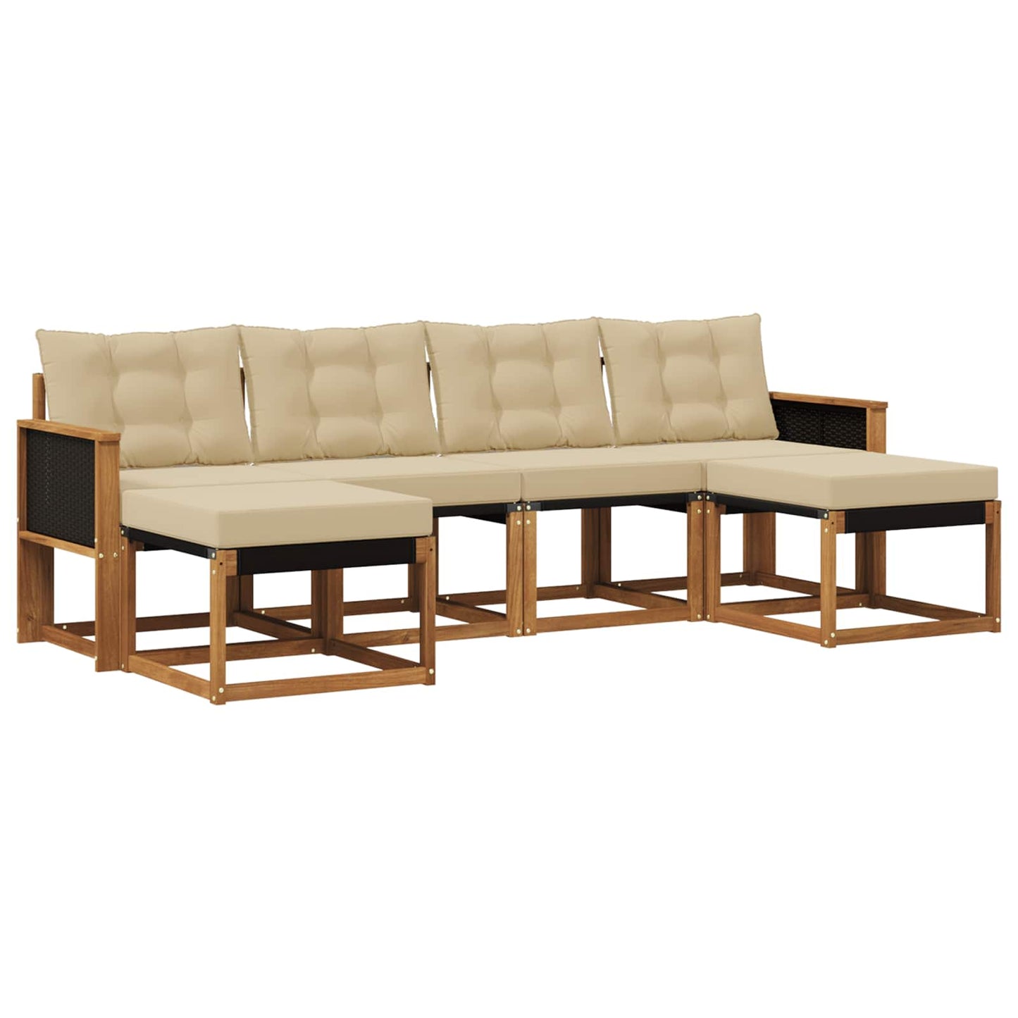 vidaXL Σειρά Καναπέ Εξωτερικού με μαξιλάρι 6 pcs Φυσικό και Μπεζ