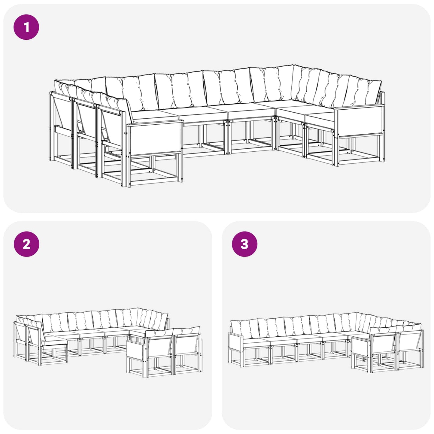 vidaXL Σειρά Καναπέ Εξωτερικού με μαξιλάρι 9 pcs Φυσικό και Μαύρο