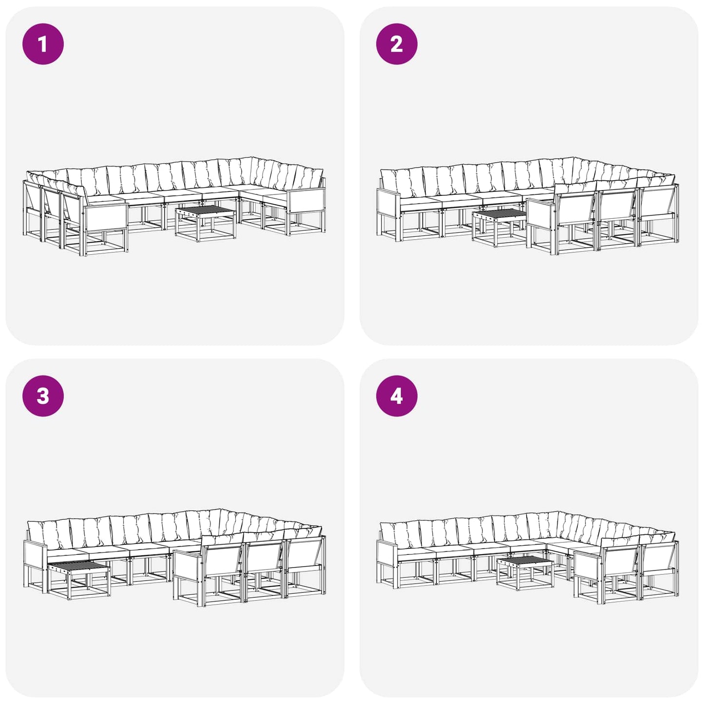 vidaXL Σειρά Καναπέ Εξωτερικού 11 pcs Φυσικό και Ανοιχτό Γκρι