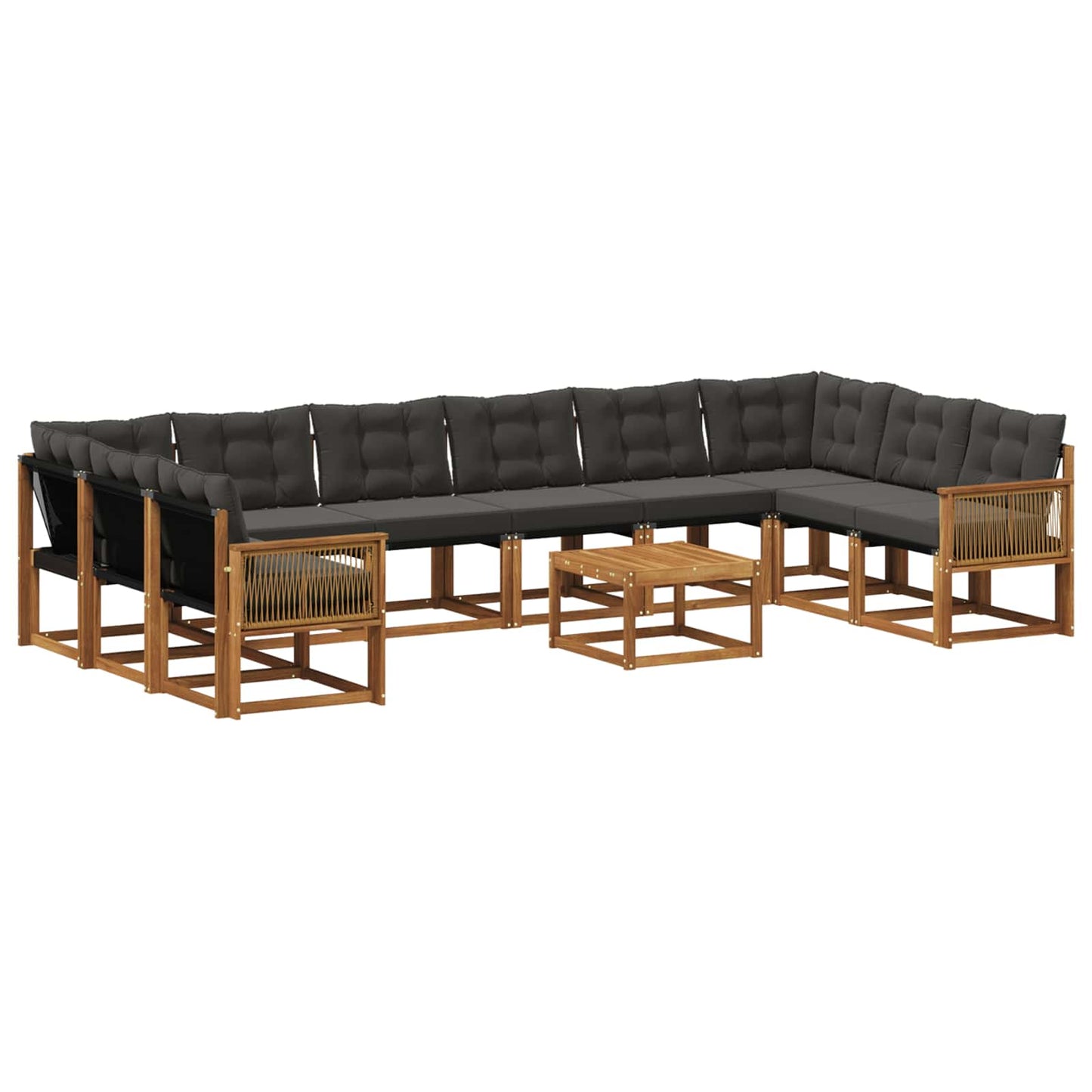 vidaXL Σειρά Καναπέ Εξωτερικού με μαξιλάρι 11 pcs Φυσικό και Μαύρο