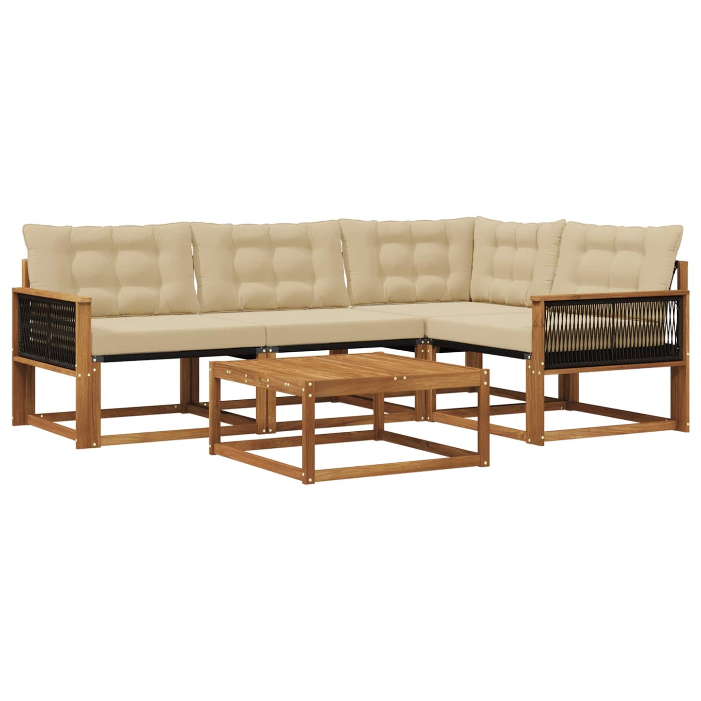 vidaXL Σειρά Καναπέ Εξωτερικού 5 τμχ. Φυσικό και Μπεζ
