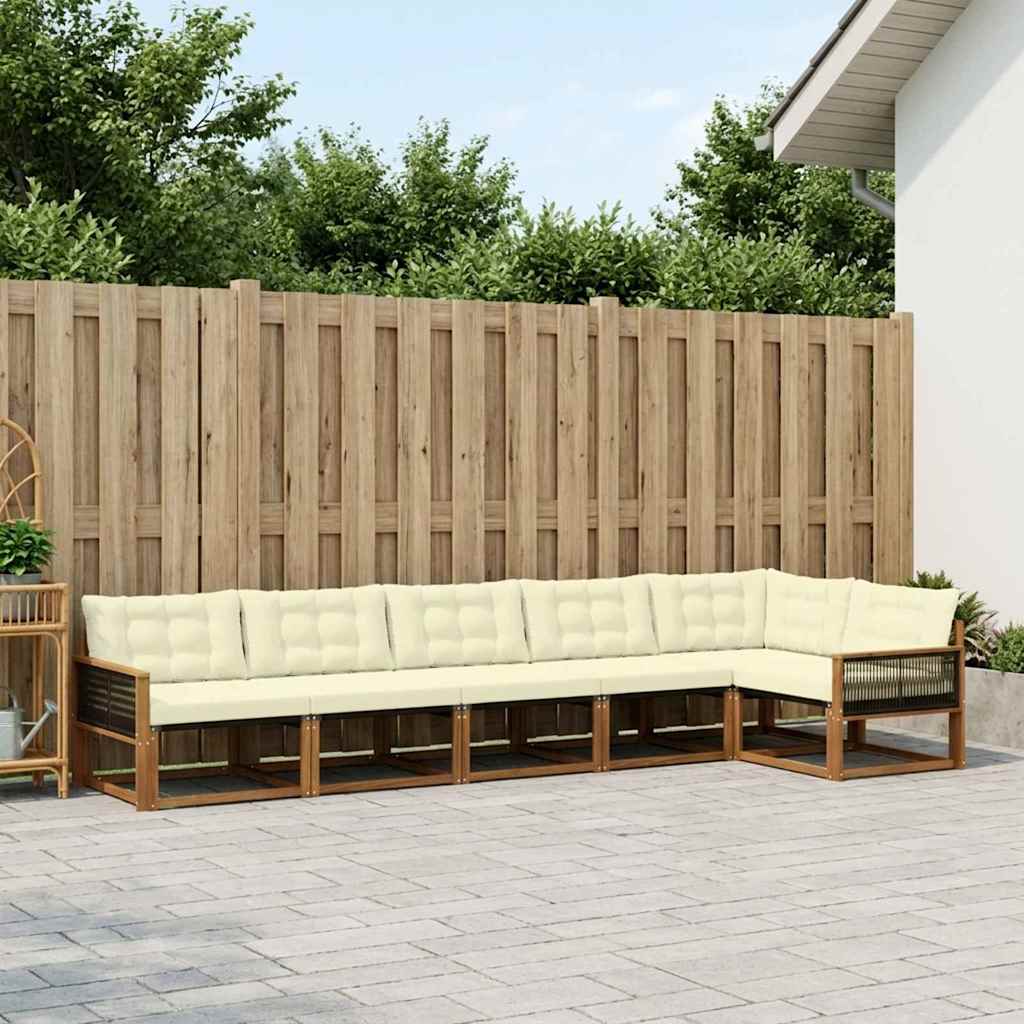 vidaXL Σειρά Καναπέ Εξωτερικού με μαξιλάρι 6 pcs Φυσικό και Κρέμα