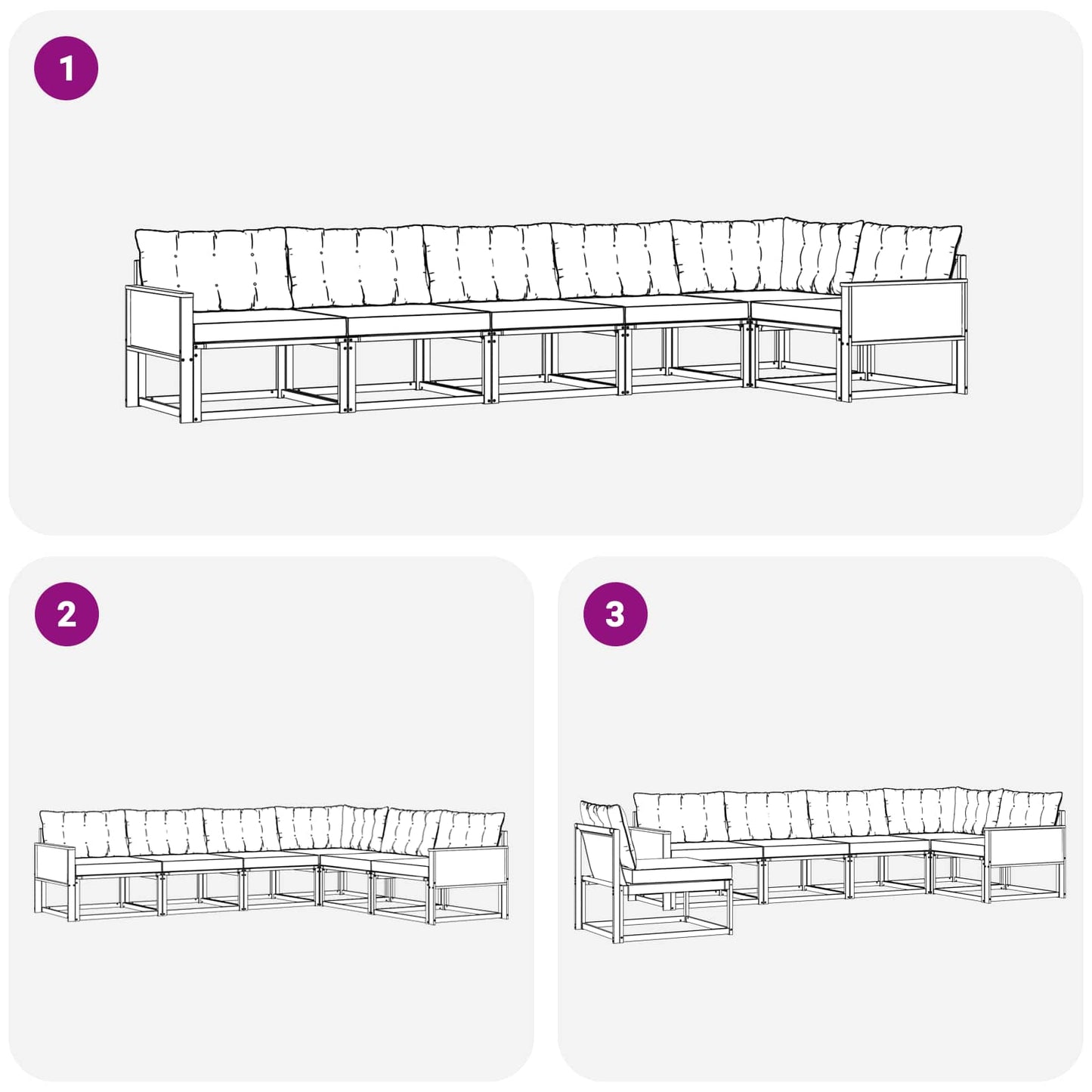 vidaXL Σειρά Καναπέ Εξωτερικού με μαξιλάρι 6 pcs Φυσικό και Κρέμα