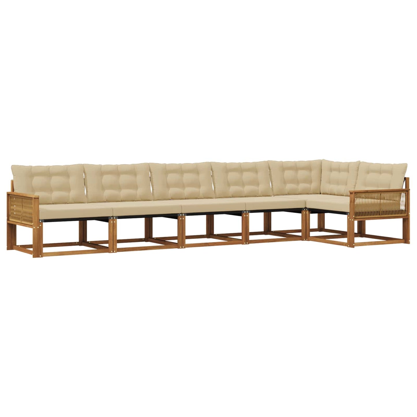 vidaXL Σειρά Καναπέ Εξωτερικού με μαξιλάρι 6 pcs Φυσικό και Μπεζ