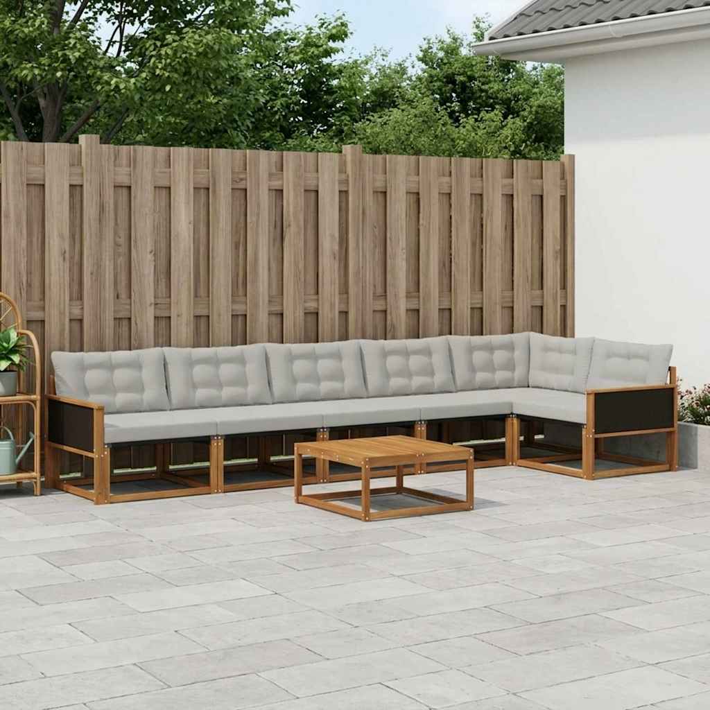 vidaXL Σειρά Καναπέ Εξωτερικού 7 pcs Φυσικό και Ανοιχτό Γκρι