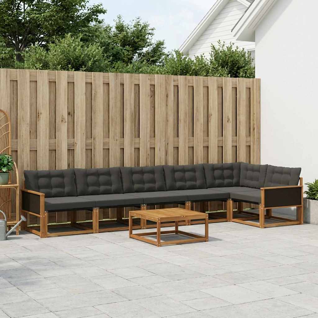 vidaXL Σειρά Καναπέ Εξωτερικού με μαξιλάρι 7 pcs Φυσικό και Μαύρο
