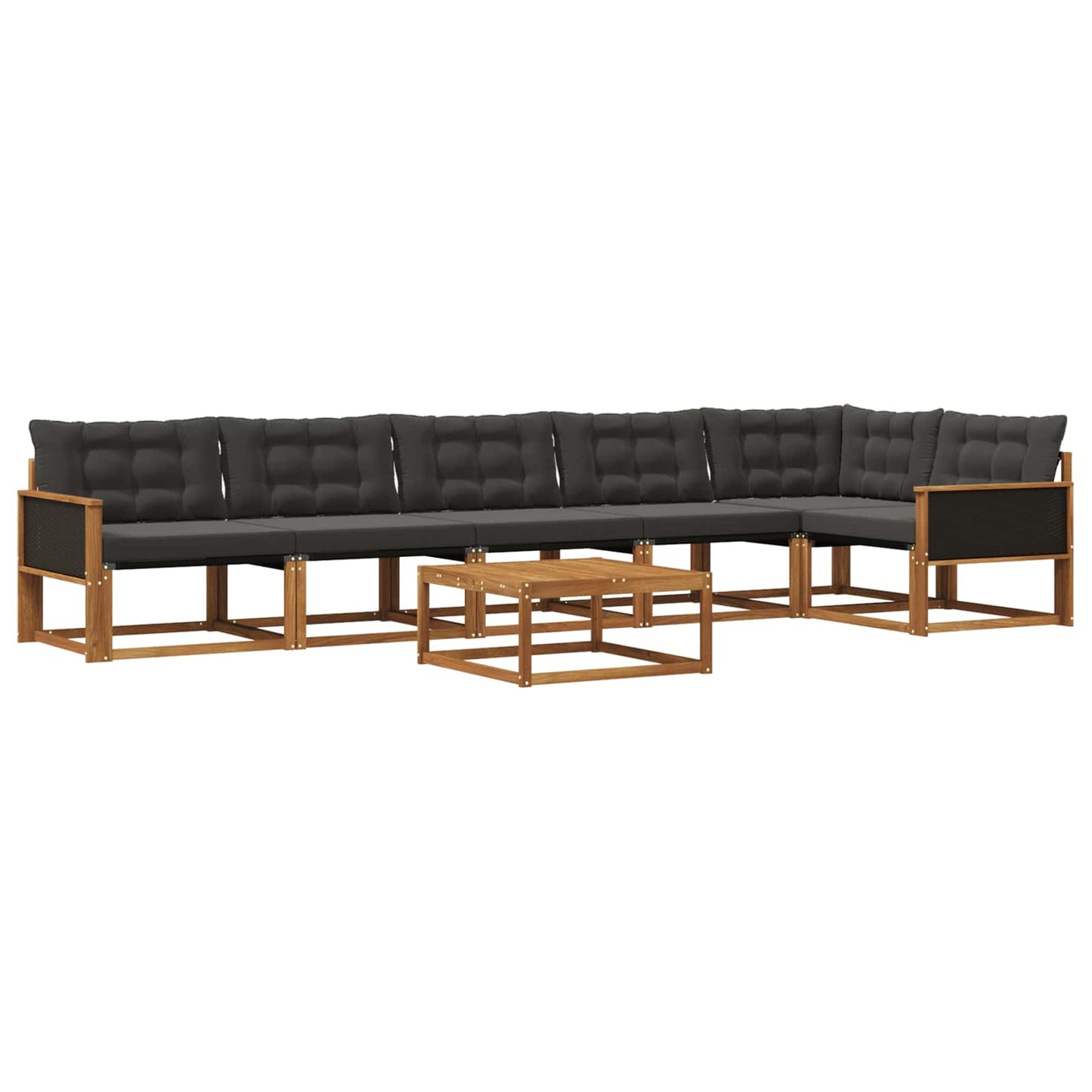vidaXL Σειρά Καναπέ Εξωτερικού με μαξιλάρι 7 pcs Φυσικό και Μαύρο