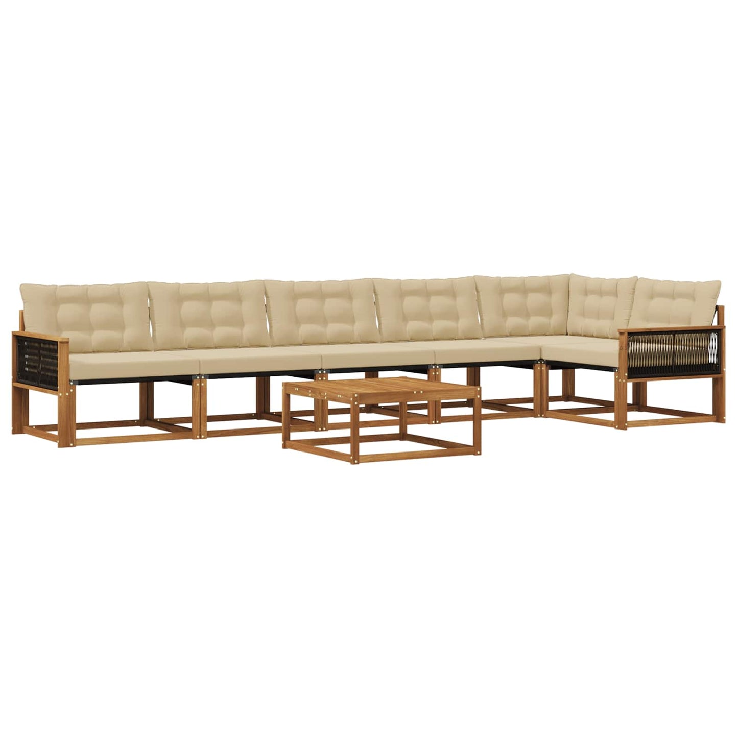vidaXL Σειρά Καναπέ Εξωτερικού με μαξιλάρι 7 pcs Φυσικό και Μπεζ