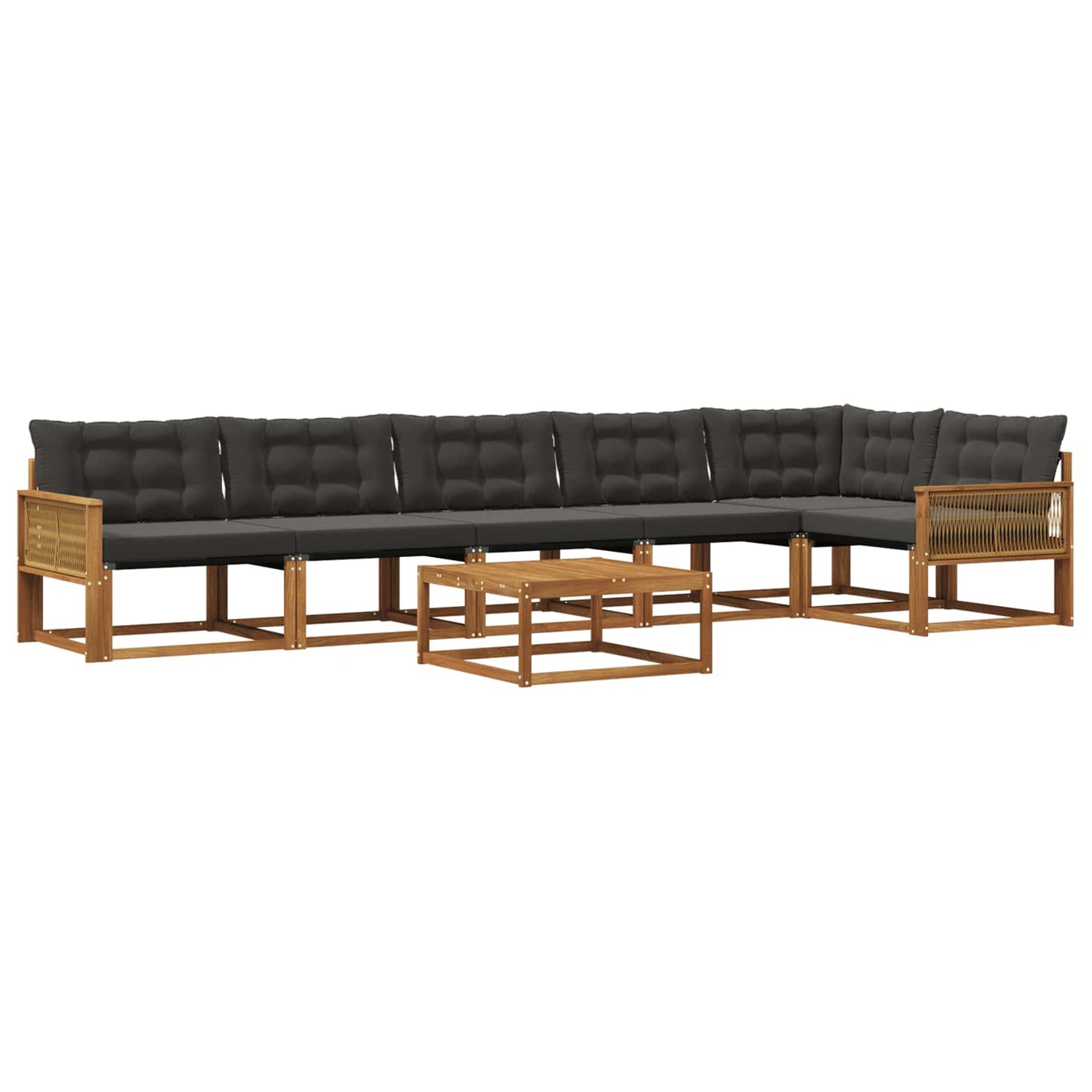 vidaXL Σειρά Καναπέ Εξωτερικού με μαξιλάρι 7 pcs Φυσικό και Μαύρο