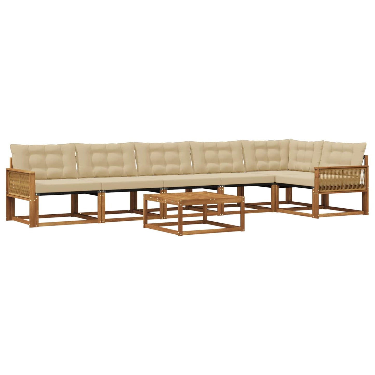 vidaXL Σειρά Καναπέ Εξωτερικού με μαξιλάρι 7 pcs Φυσικό και Μπεζ