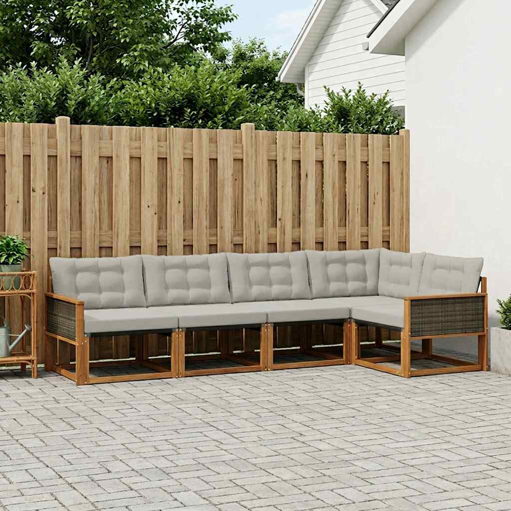 vidaXL Σειρά Καναπέ Εξωτερικού 7 pcs Φυσικό και Ανοιχτό Γκρι