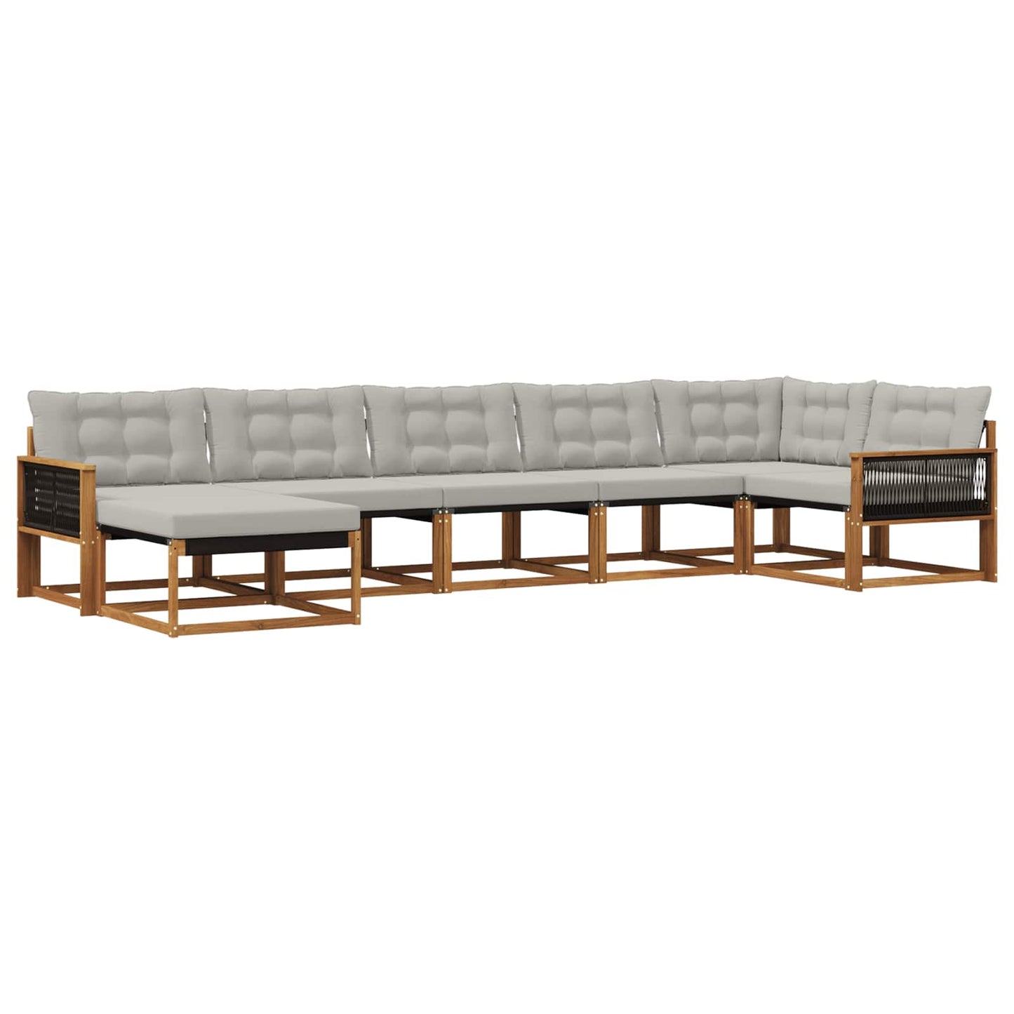 vidaXL Σειρά Καναπέ Εξωτερικού 7 τμχ. Φυσικό και Ανοιχτό Γκρι