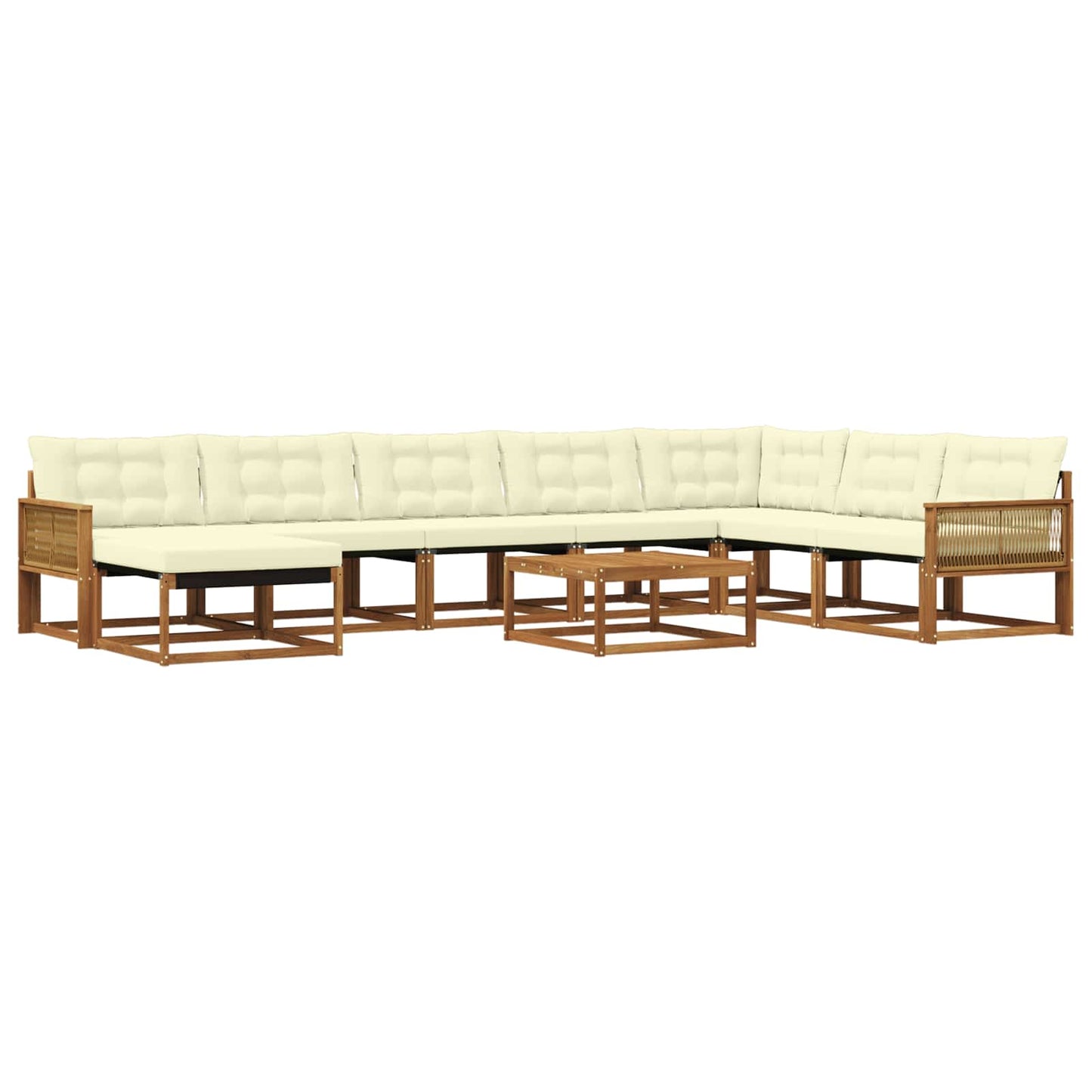 vidaXL Σειρά Καναπέ Εξωτερικού 9 τμχ. Φυσικό και Κρέμα