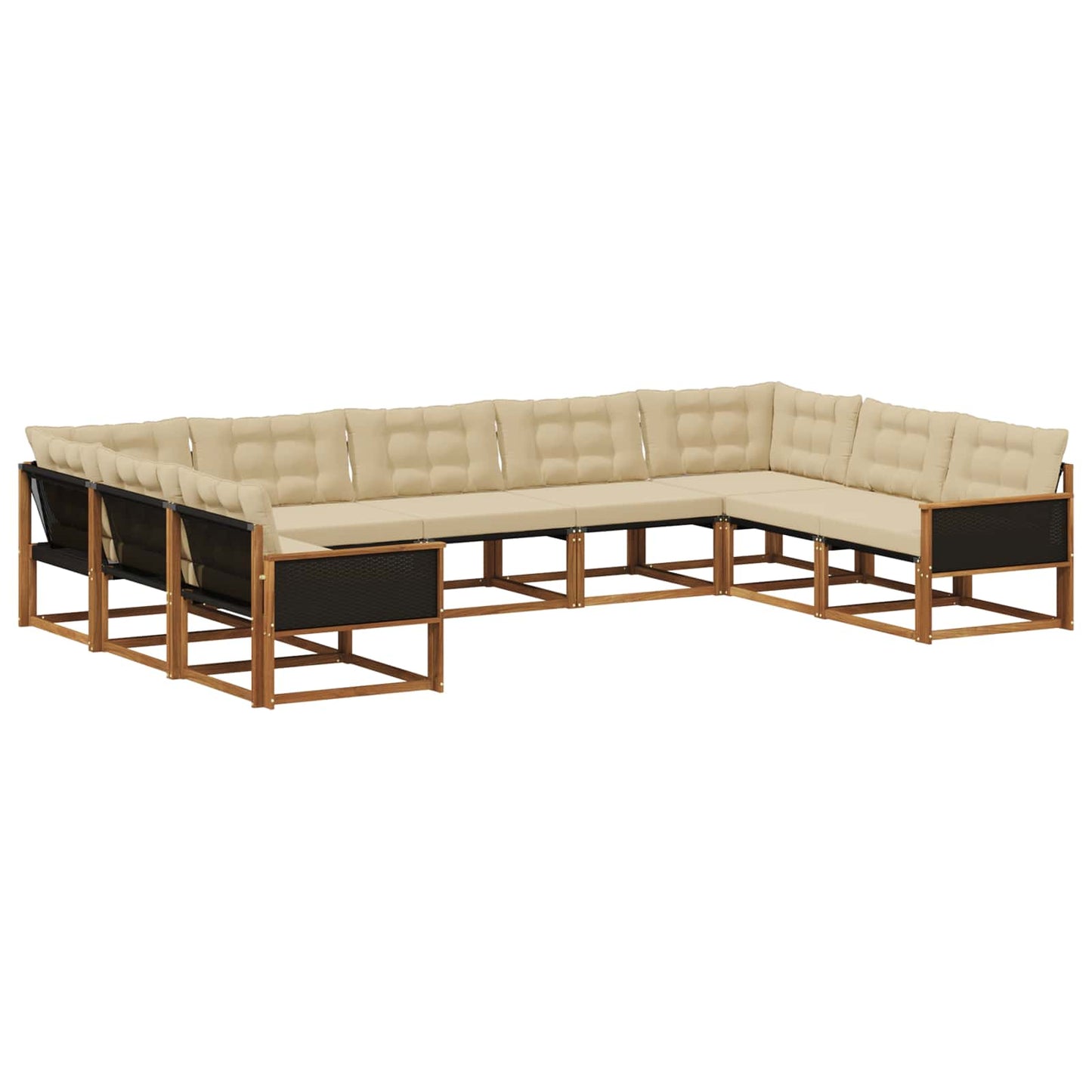 vidaXL Σειρά Καναπέ Εξωτερικού με μαξιλάρι 9 pcs Φυσικό και Μπεζ