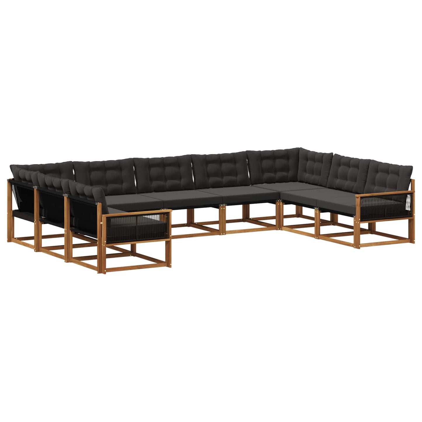 vidaXL Σειρά Καναπέ Εξωτερικού με μαξιλάρι 9 pcs Φυσικό και Μαύρο