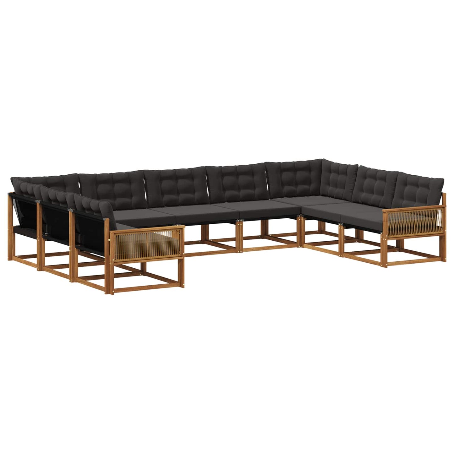 vidaXL Σειρά Καναπέ Εξωτερικού με μαξιλάρι 9 pcs Φυσικό και Μαύρο