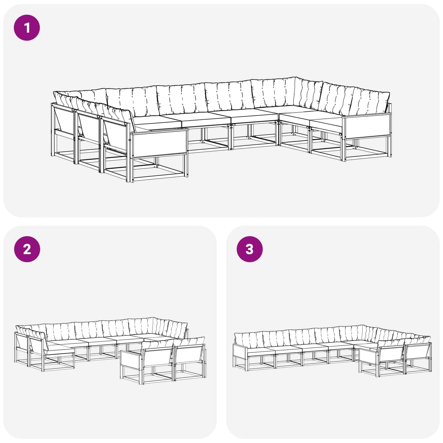 vidaXL Σειρά Καναπέ Εξωτερικού με μαξιλάρι 9 pcs Φυσικό και Μαύρο