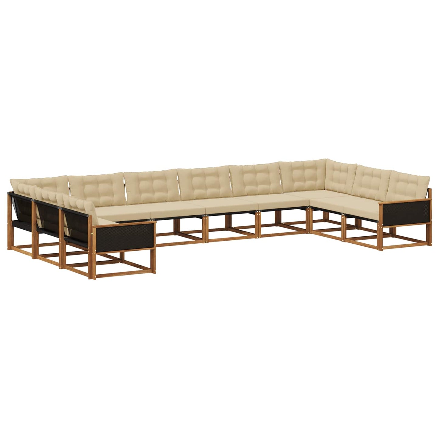 vidaXL Σειρά Καναπέ Εξωτερικού με μαξιλάρι 10 pcs Φυσικό και Μπεζ
